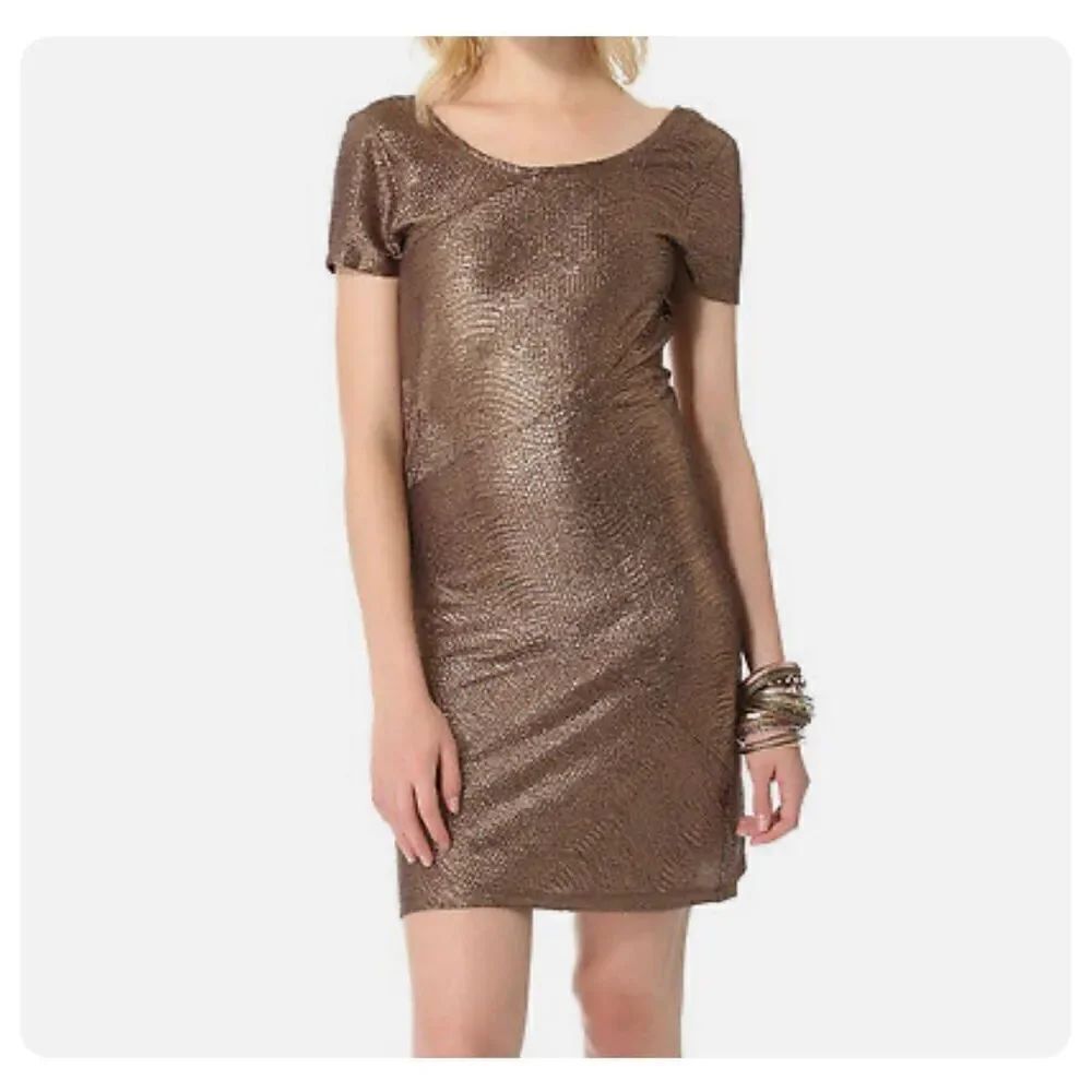 NWT Womens Free People Bronze Chocolate Moonage Daydream Bodycon Dress - Sz XS